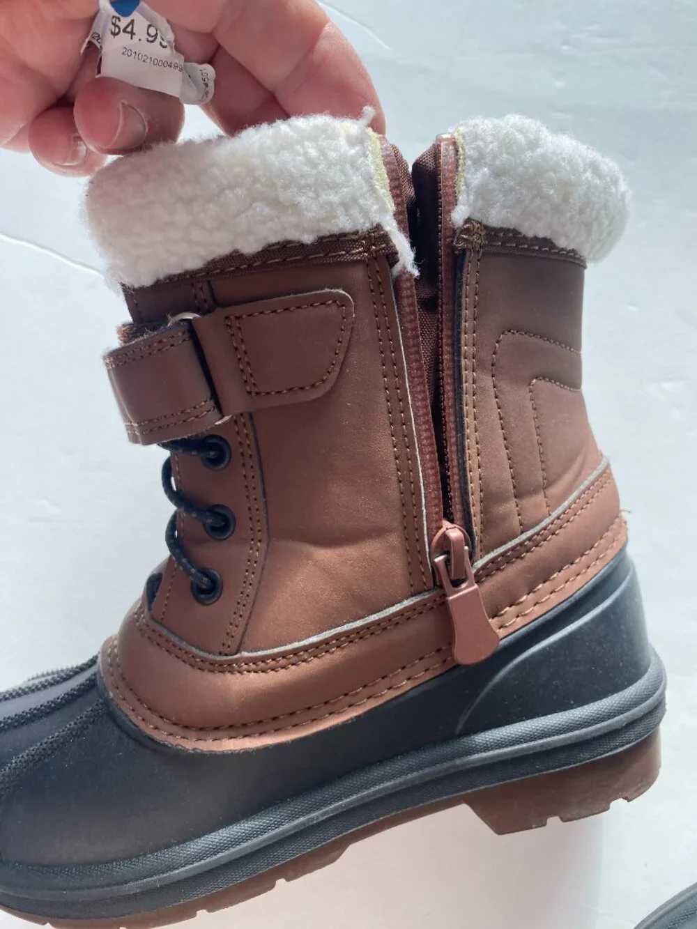 Cat & Jack kids size 12 snow boots, like new, brown and black.